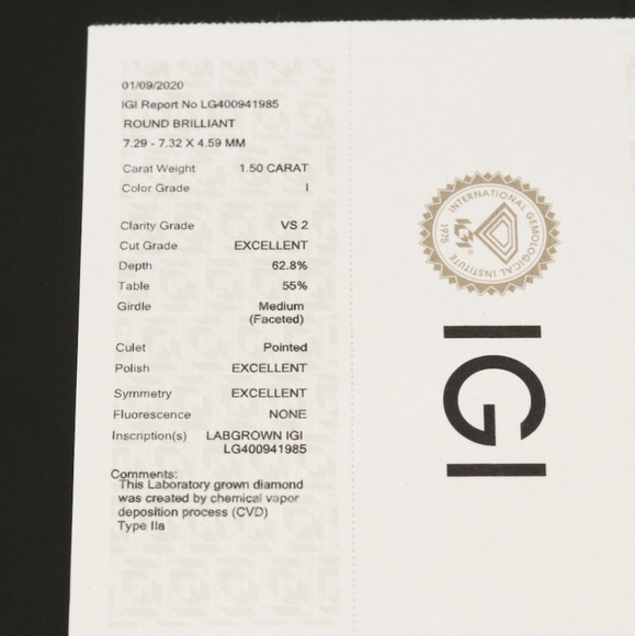 1.5 CT IGI certified lab grown diamond - Picture 2 of 7